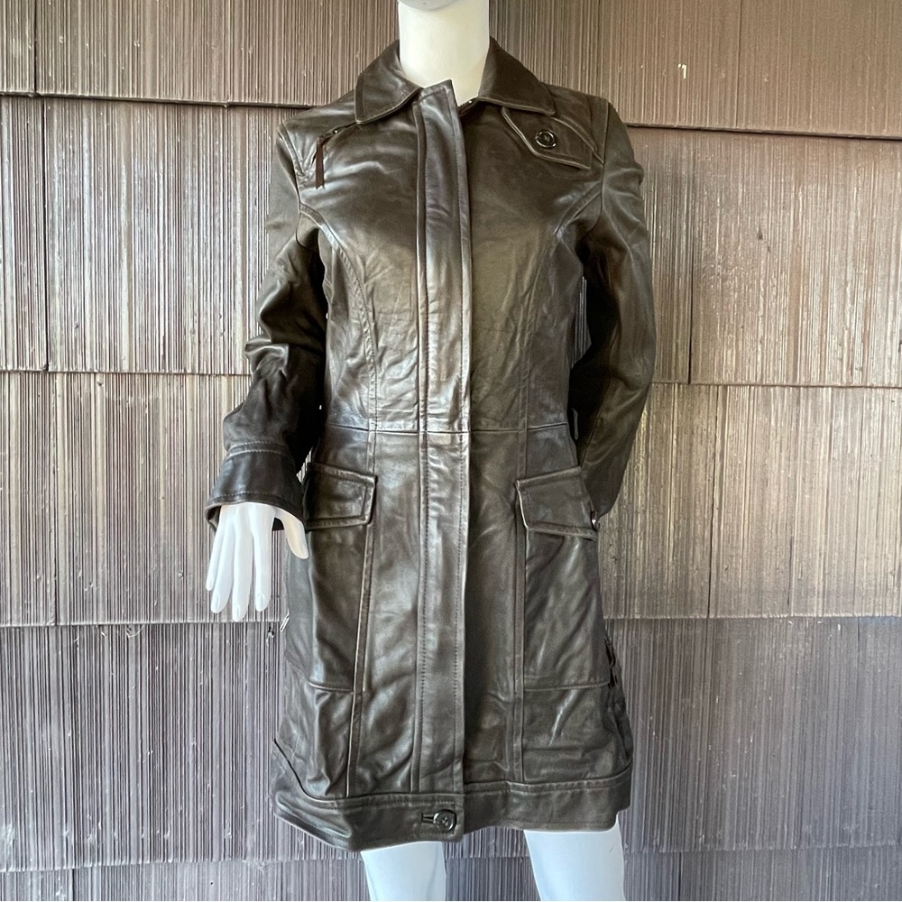 Peruvian Connection Distressed Leather Jacket Coa… - image 1